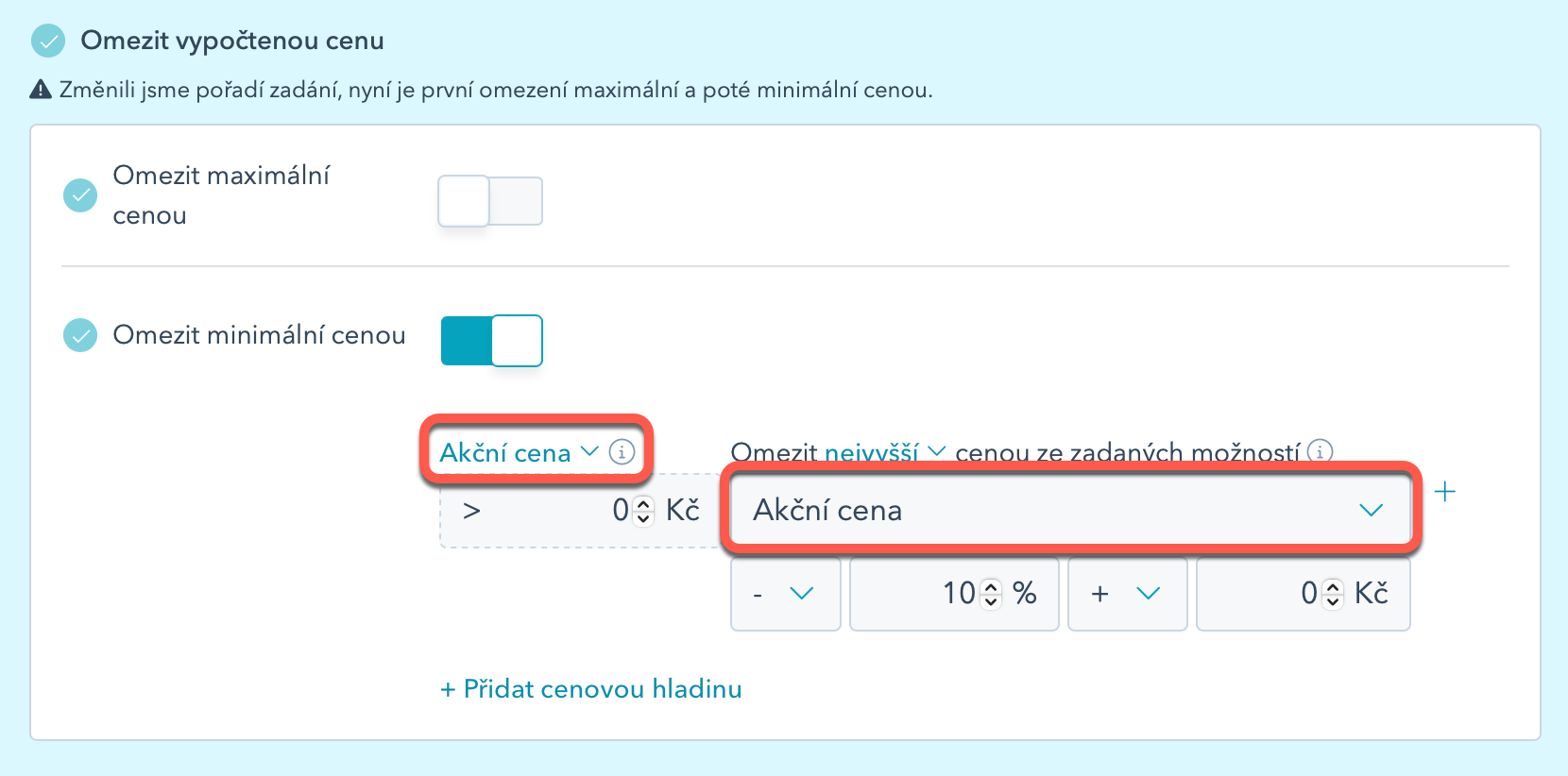 Výpočet ceny - akční cena