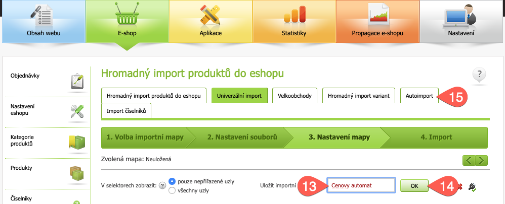 Konfigurace - Export/Import typ - Eshop-Rychle Autoimport