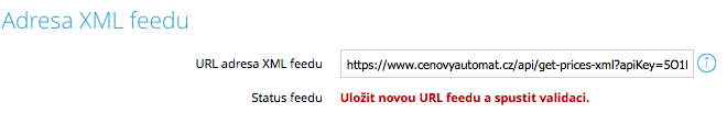 Konfigurace - Export/Import - Shoptet url adrresa XML feedu