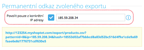 Konfigurace - Export/Import - Shoptet export IP