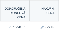 Manuálně zadaná cena