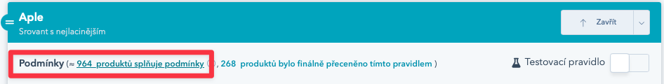 Kolik produktů splňuje podmínky